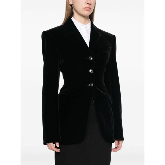 Velvet Trousers with Notched Lapels for Women